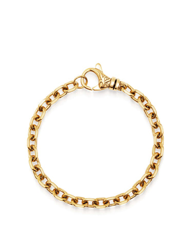 Nialaya Men's Chain Bracelet Men's Gold 6mm Cable Chain Bracelet